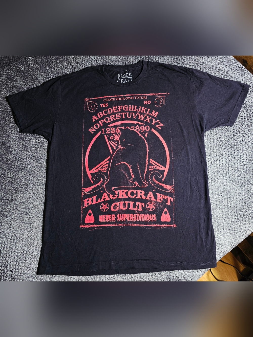 Limited Edition Blackcraft Cult Ouija Cat T Shirt Mens XL Black/red